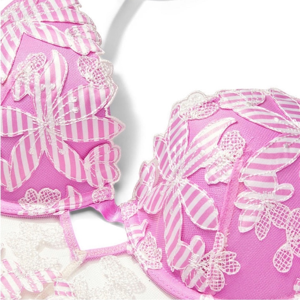 NWT Victoria's Secret Luxe Lined Demi Floral Embroidered Bra size 34D - Picture 3 of 8